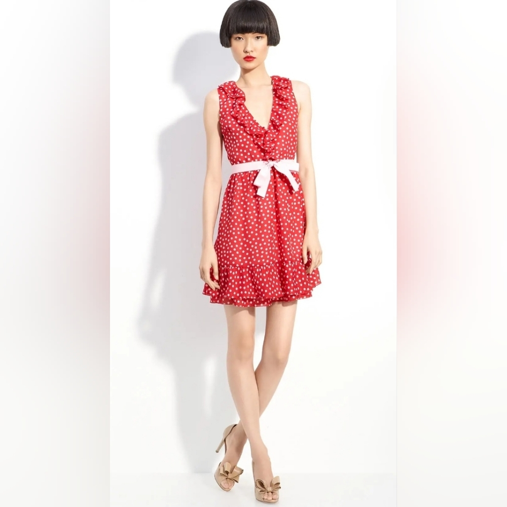 Red Valentino Polka Dot Signature Red and Pink Cocktail Dress Size 2